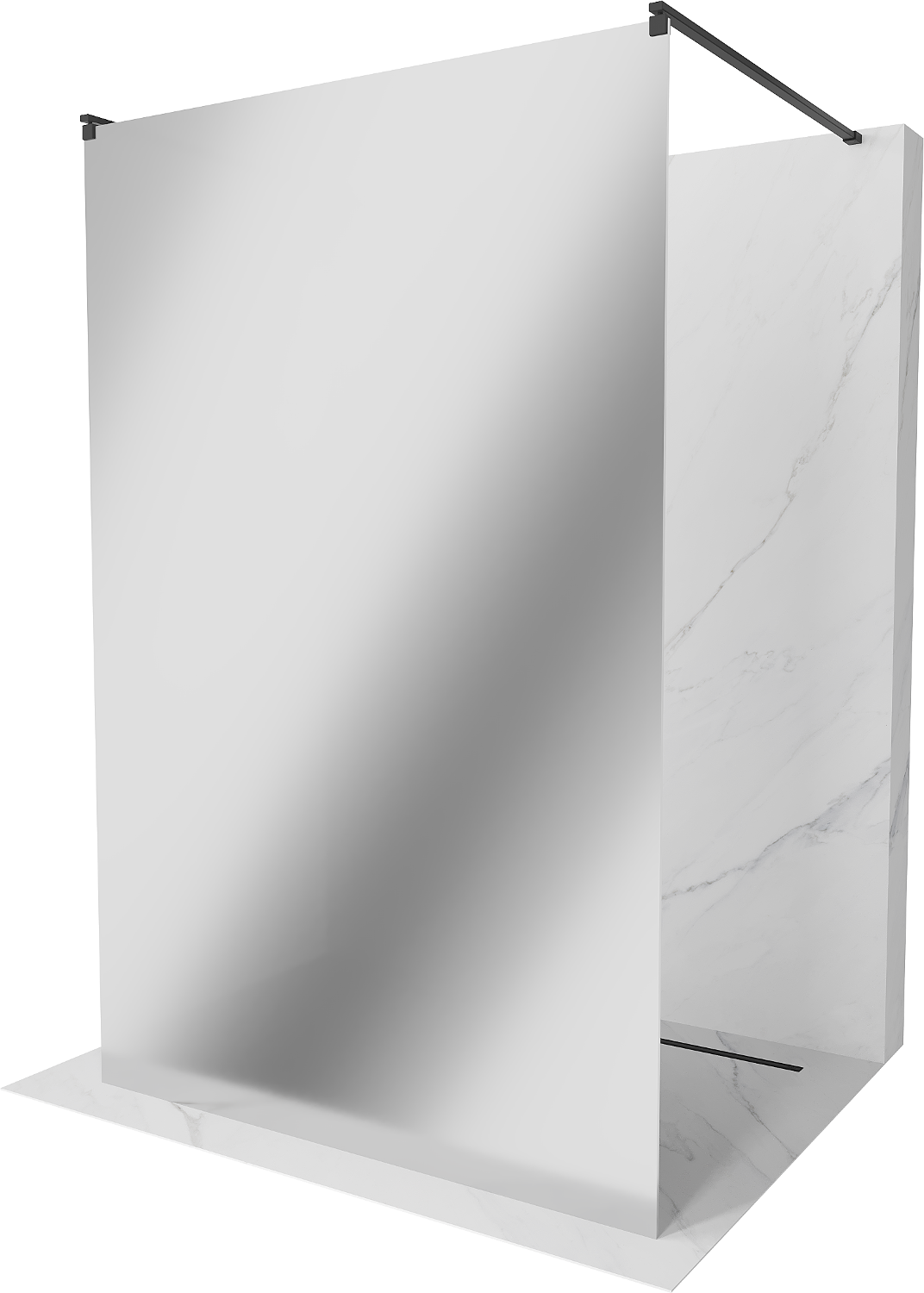 Mexen Kioto ścianka prysznicowa wolnostojąca 120 x 200 cm, lustro, czarna - 800-120-002-70-50