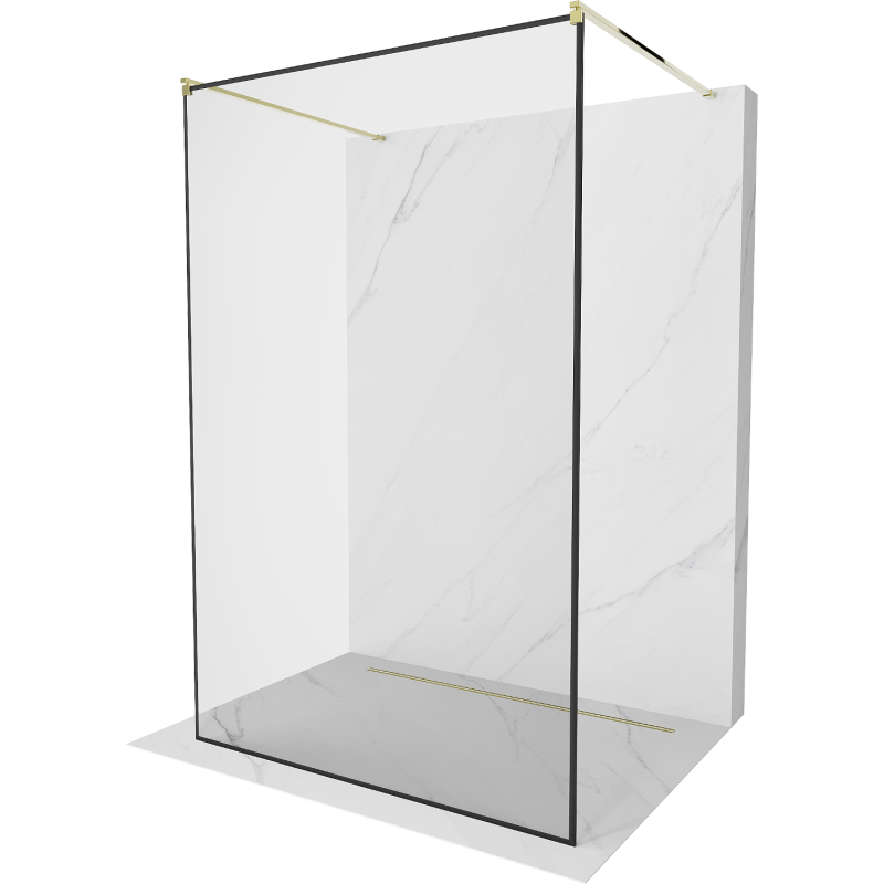 Mexen Kioto ścianka prysznicowa wolnostojąca 100 x 200 cm, transparent/czarny wzór 8 mm, złota- 800-100-002-50-70