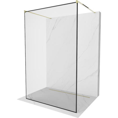 Mexen Kioto ścianka prysznicowa wolnostojąca 120 x 200 cm, transparent/czarny wzór 8 mm, złota- 800-120-002-50-70