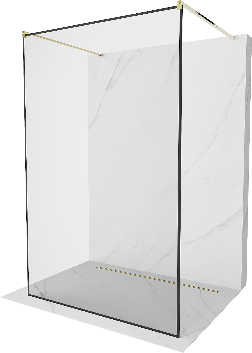 Mexen Kioto ścianka prysznicowa wolnostojąca 130 x 200 cm, transparent/czarny wzór 8 mm, złota- 800-130-002-50-70