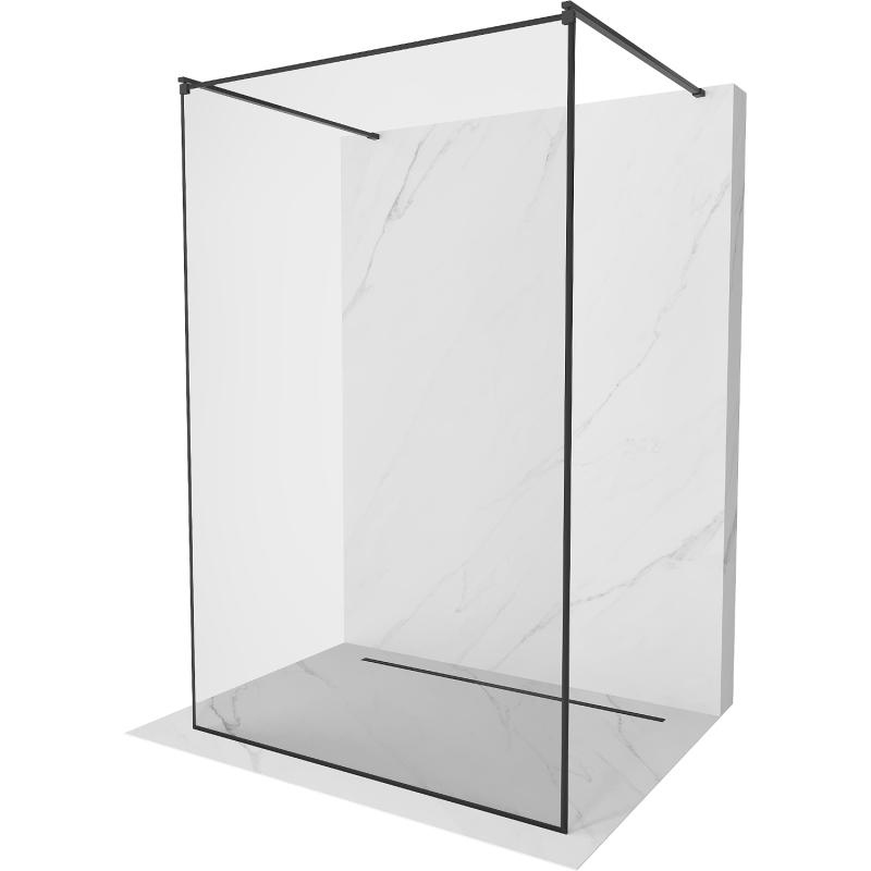 Mexen Kioto ścianka prysznicowa wolnostojąca 100 x 200 cm, transparent/czarny wzór 8 mm, czarna - 800-100-002-70-70