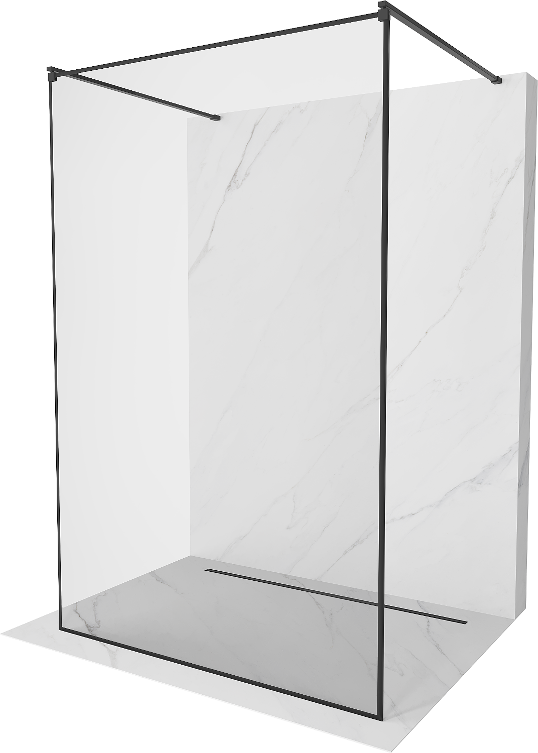 Mexen Kioto ścianka prysznicowa wolnostojąca 100 x 200 cm, transparent/czarny wzór 8 mm, czarna - 800-100-002-70-70