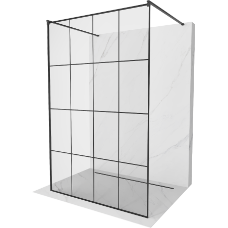 Mexen Kioto ścianka prysznicowa wolnostojąca 130 x 200 cm, transparent/czarny wzór 8 mm, chrom - 800-130-002-01-77