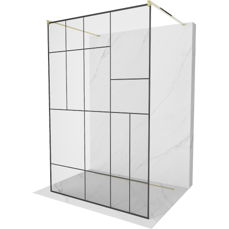 Mexen Kioto ścianka prysznicowa wolnostojąca 100 x 200 cm, transparent/czarny wzór 8 mm, złota - 800-100-002-50-78