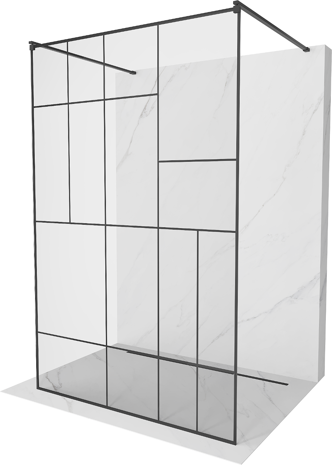 Mexen Kioto ścianka prysznicowa wolnostojąca 140 x 200 cm, transparent/czarny wzór 8 mm, czarna - 800-140-002-70-78