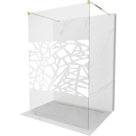 Mexen Kioto ścianka prysznicowa wolnostojąca 120 x 200 cm, transparent/biały wzór 8 mm, złota - 800-120-002-50-85