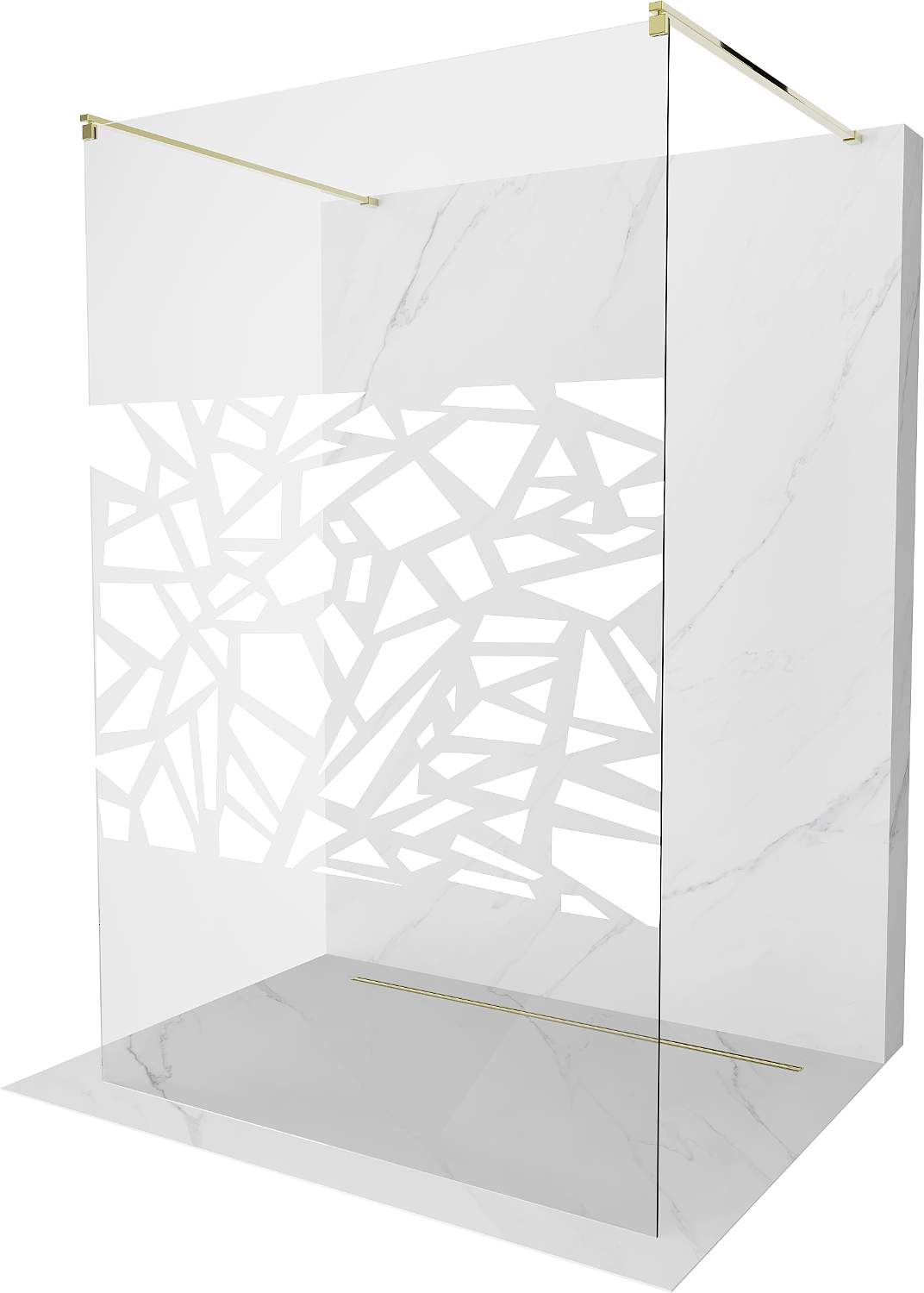 Mexen Kioto ścianka prysznicowa wolnostojąca 120 x 200 cm, transparent/biały wzór 8 mm, złota - 800-120-002-50-85