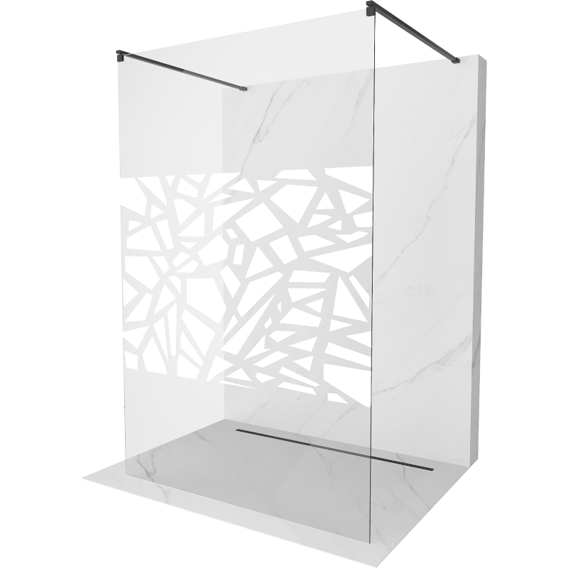 Mexen Kioto ścianka prysznicowa wolnostojąca 120 x 200 cm, transparent/biały wzór 8 mm, czarna - 800-120-002-70-85