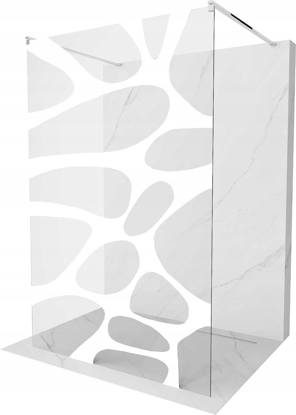 Mexen Kioto ścianka prysznicowa wolnostojąca 110 x 200 cm, transparent/biały wzór 8 mm, chrom - 800-110-002-01-97