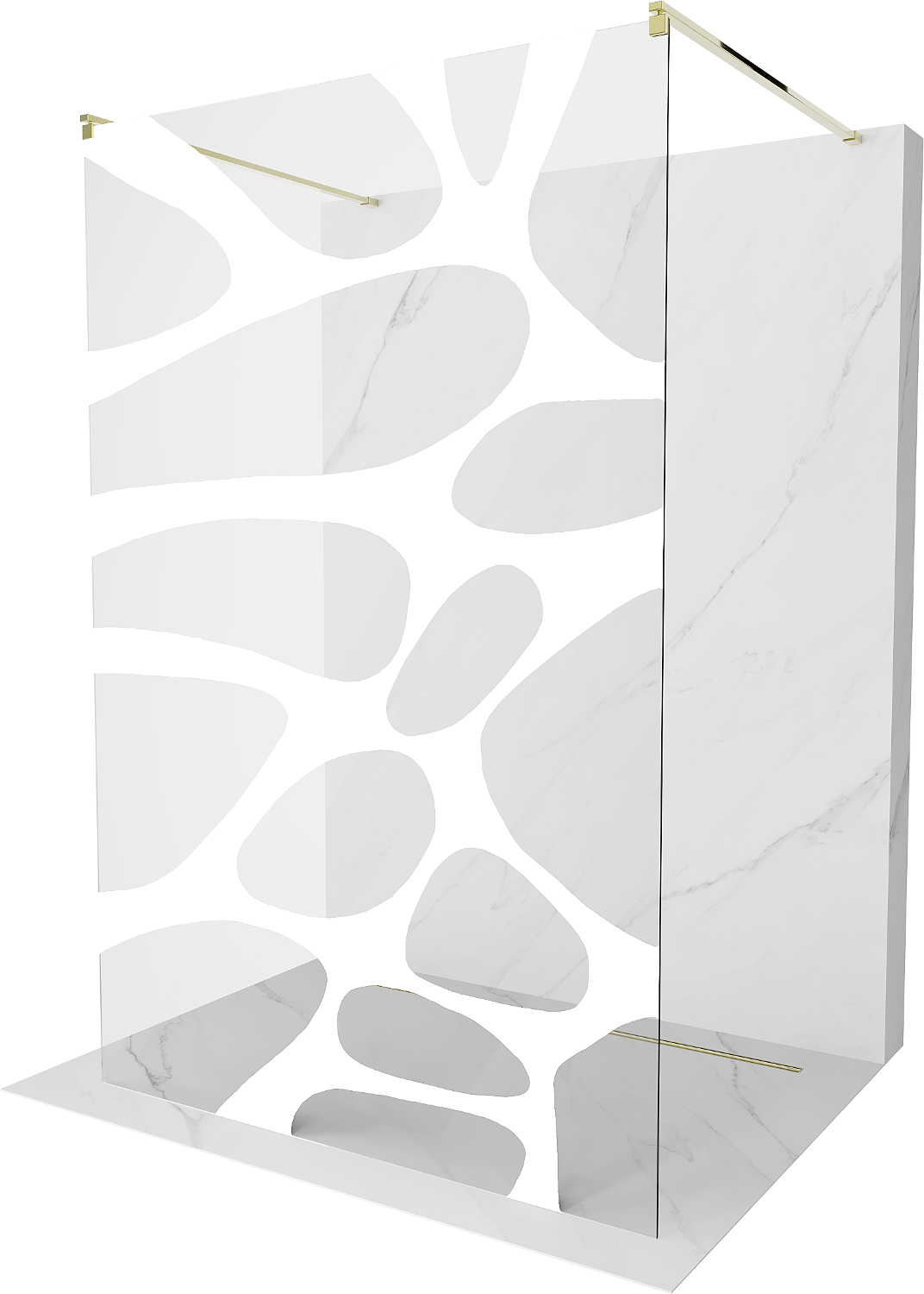 Mexen Kioto ścianka prysznicowa wolnostojąca 140 x 200 cm, transparent/biały wzór 8 mm, złota - 800-140-002-50-97