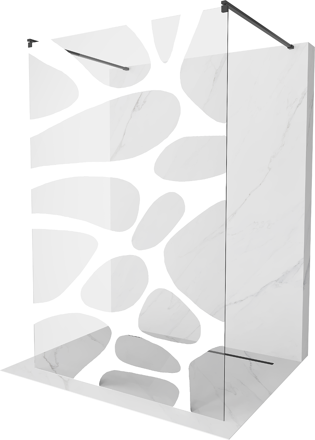 Mexen Kioto ścianka prysznicowa wolnostojąca 140 x 200 cm, transparent/biały wzór 8 mm, czarna - 800-140-002-70-97