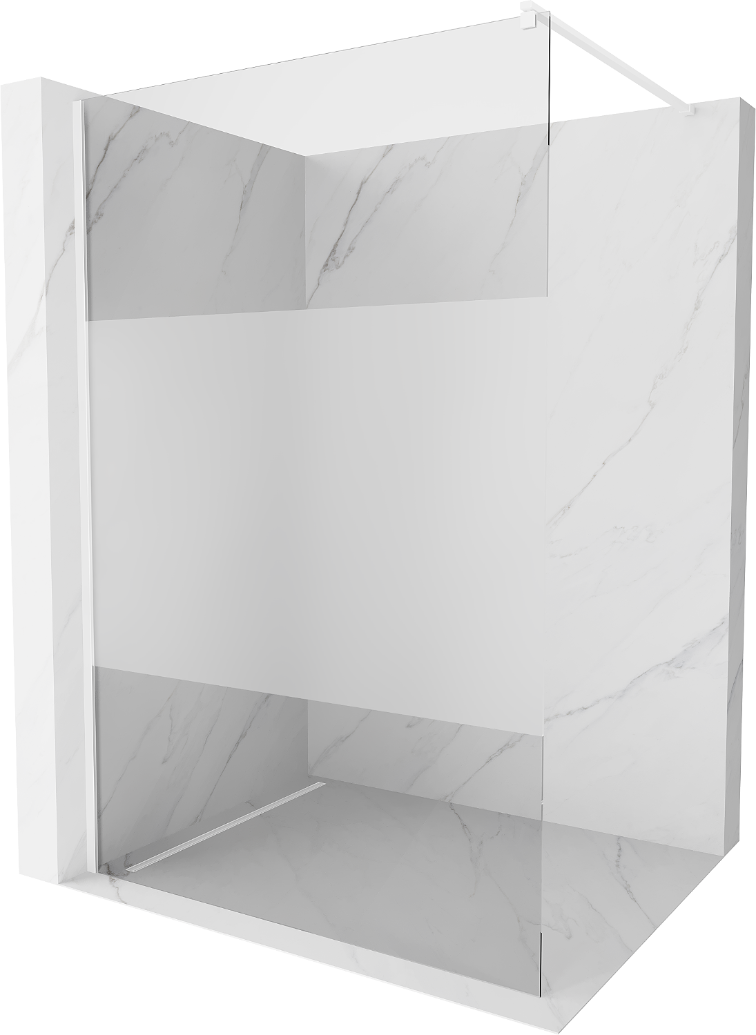 Mexen Kioto ścianka prysznicowa 70 x 200 cm, transparent/szron 8 mm, biała - 800-070-101-20-35
