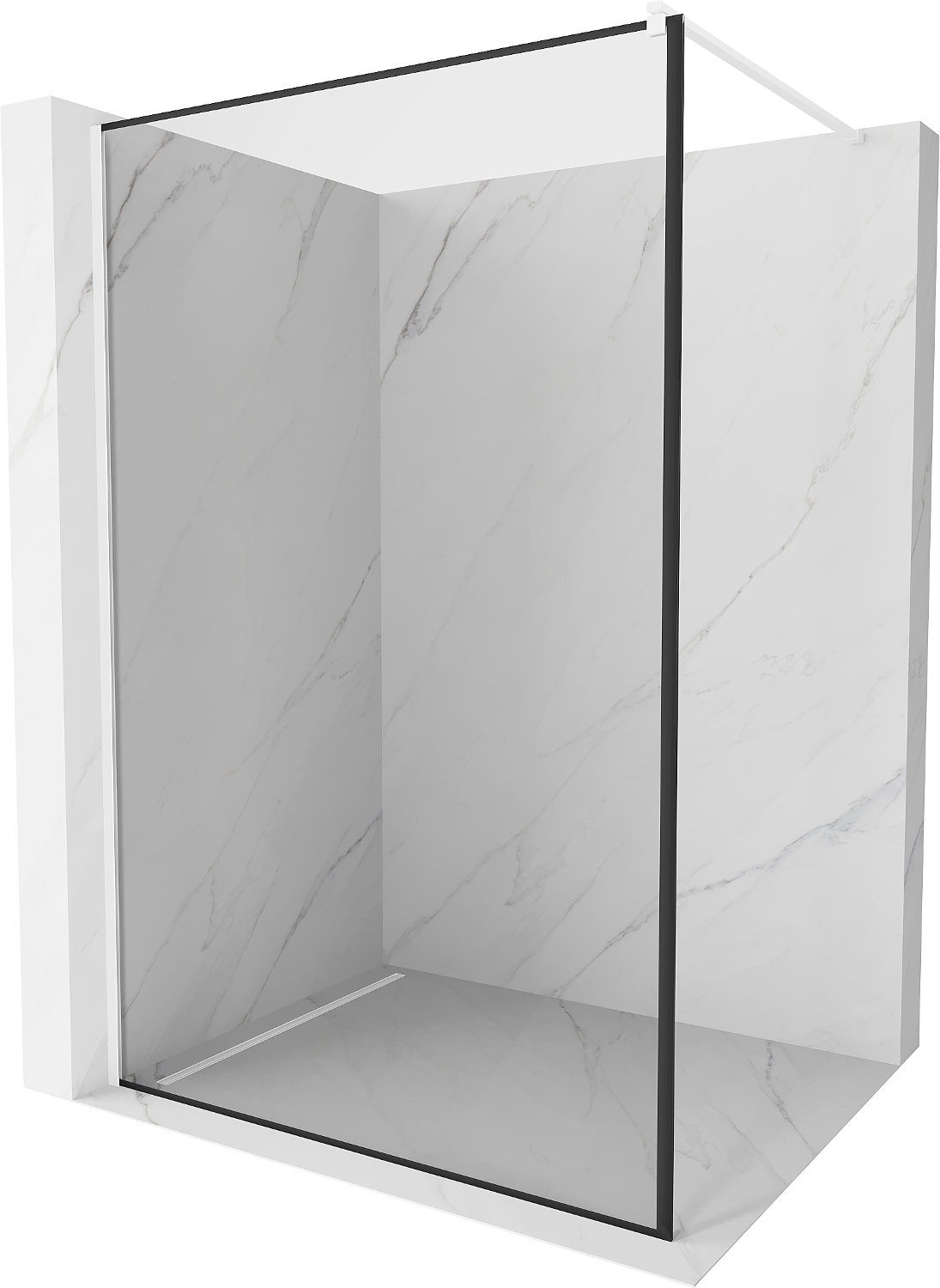 Mexen Kioto ścianka prysznicowa 80 x 200 cm, transparent/czarny wzór 8 mm, biała - 800-080-101-20-70