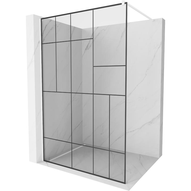 Mexen Kioto ścianka prysznicowa 100 x 200 cm, transparent/czarny wzór 8 mm, biała - 800-100-101-20-78