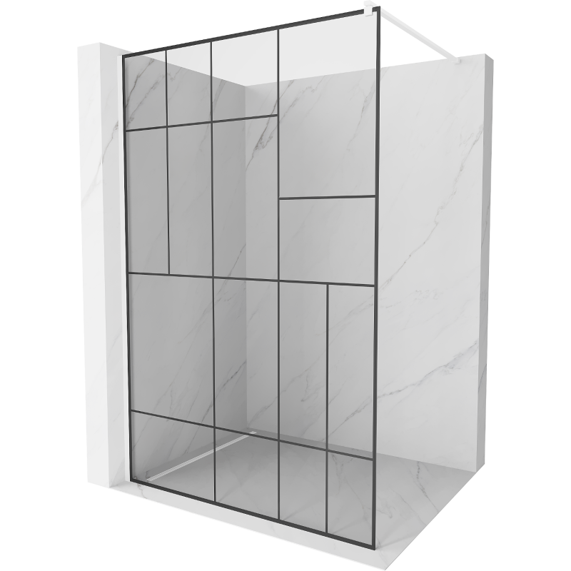Mexen Kioto ścianka prysznicowa 120 x 200 cm, transparent/czarny wzór 8 mm, biała - 800-120-101-20-78