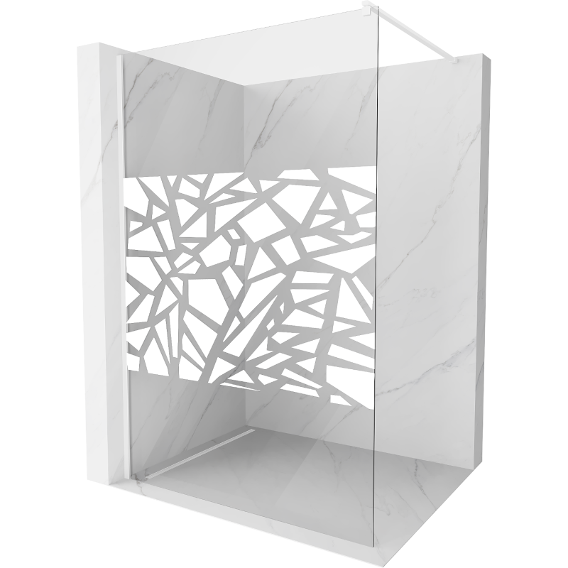 Mexen Kioto ścianka prysznicowa 80 x 200 cm, transparent/biały wzór 8 mm, biała - 800-080-101-20-85