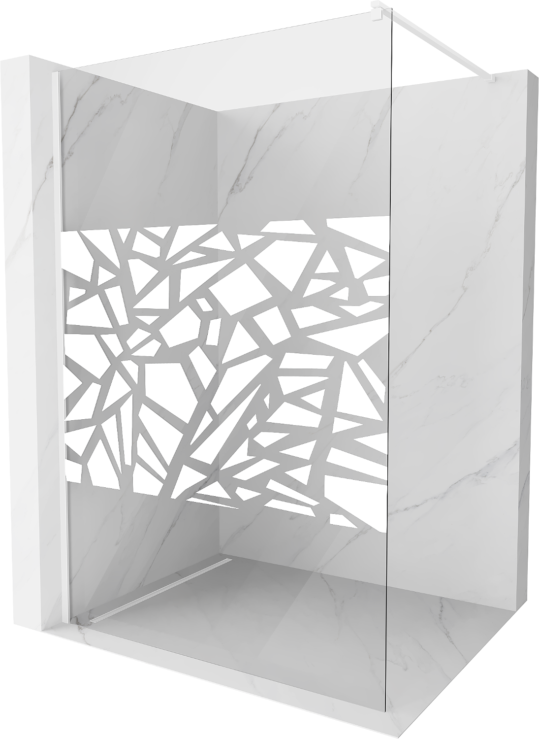 Mexen Kioto ścianka prysznicowa 80 x 200 cm, transparent/biały wzór 8 mm, biała - 800-080-101-20-85