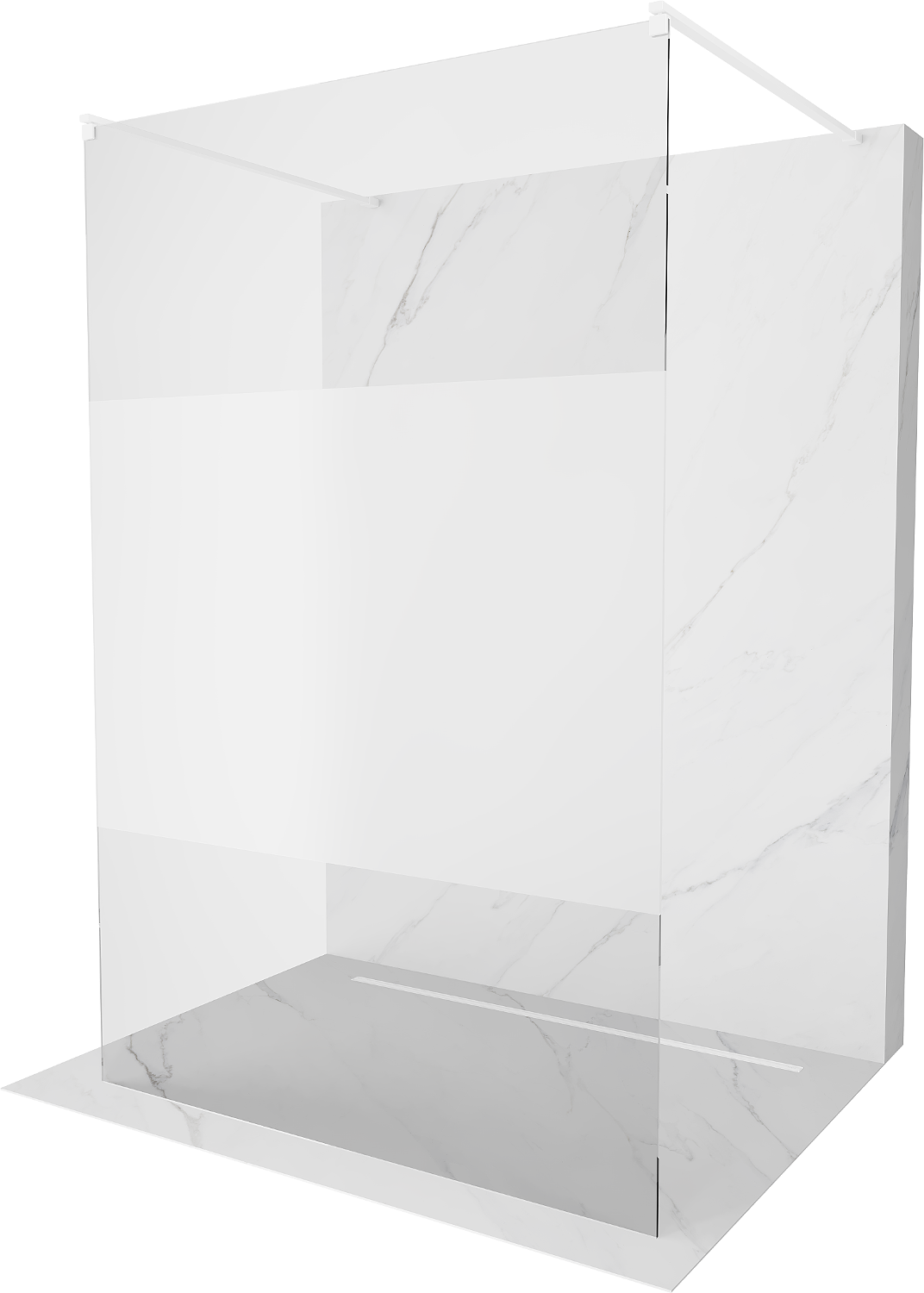 Mexen Kioto ścianka prysznicowa wolnostojąca 140 x 200 cm, transparent/szron 8 mm, biała - 800-140-002-20-35