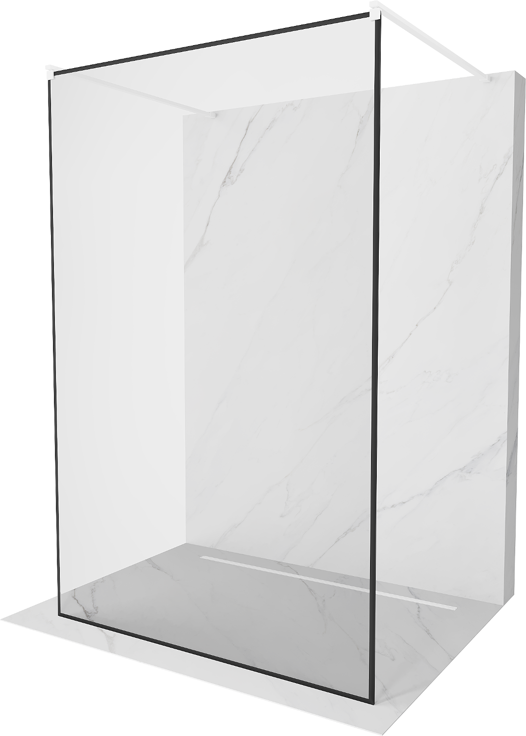 Mexen Kioto ścianka prysznicowa wolnostojąca 140 x 200 cm, transparent/czarny wzór 8 mm, biała - 800-140-002-20-70