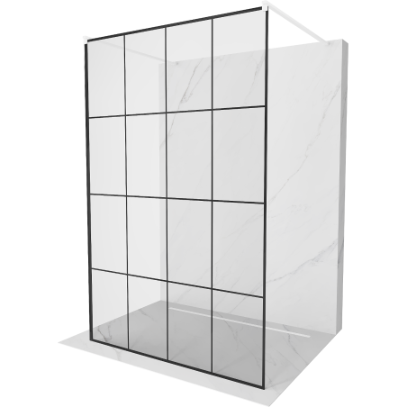 Mexen Kioto ścianka prysznicowa wolnostojąca 140 x 200 cm, transparent/czarny wzór 8 mm, biała - 800-140-002-20-77