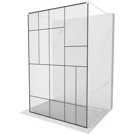 Mexen Kioto ścianka prysznicowa wolnostojąca 110 x 200 cm, transparent/czarny wzór 8 mm, biała - 800-110-002-20-78