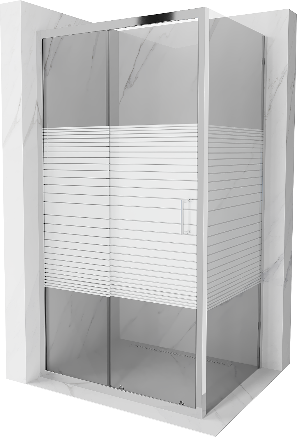 Mexen Apia kabina prysznicowa rozsuwana 95 x 90 cm, pasy, chrom - 840-095-090-01-20