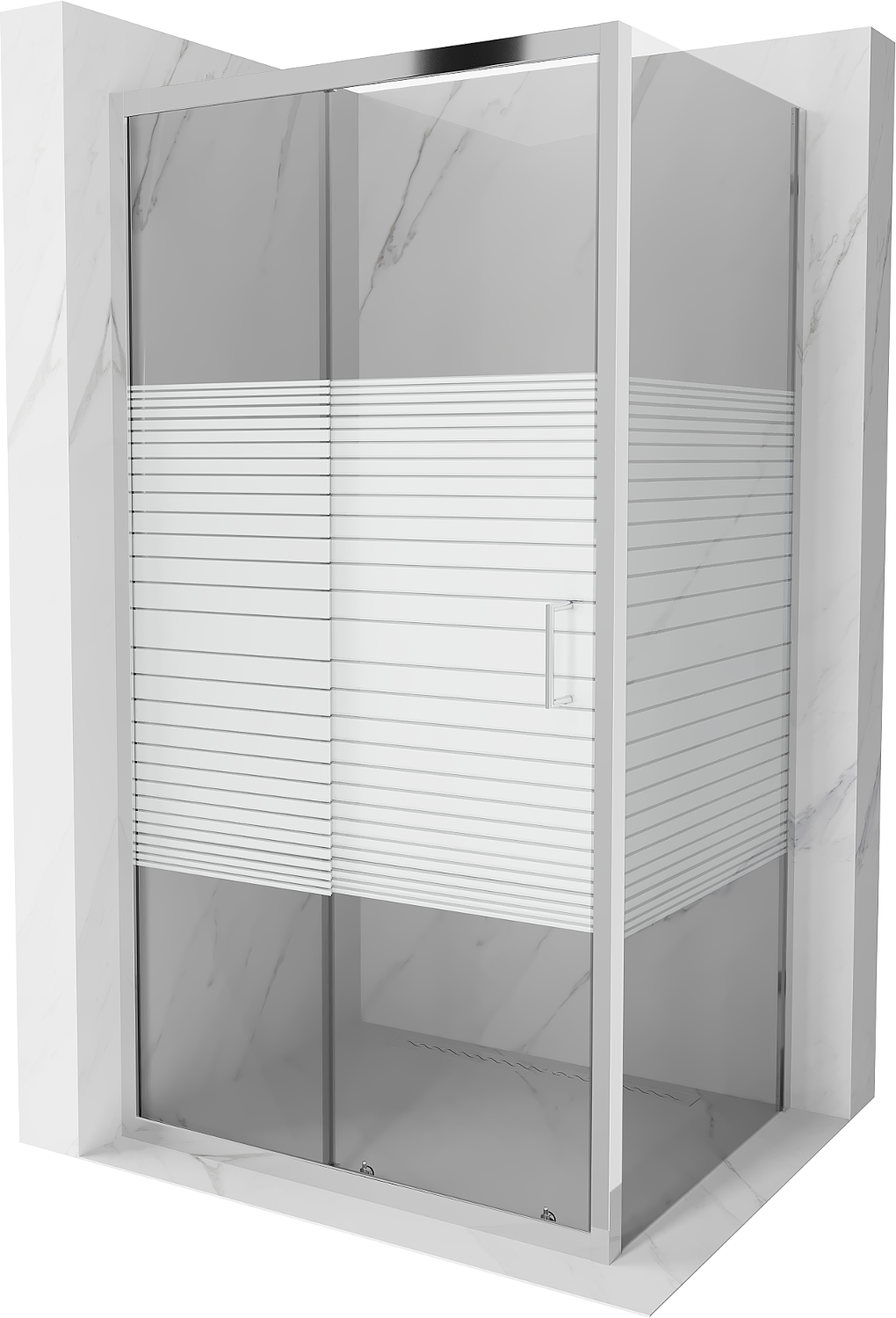 Mexen Apia kabina prysznicowa rozsuwana 110 x 80 cm, pasy, chrom - 840-110-080-01-20