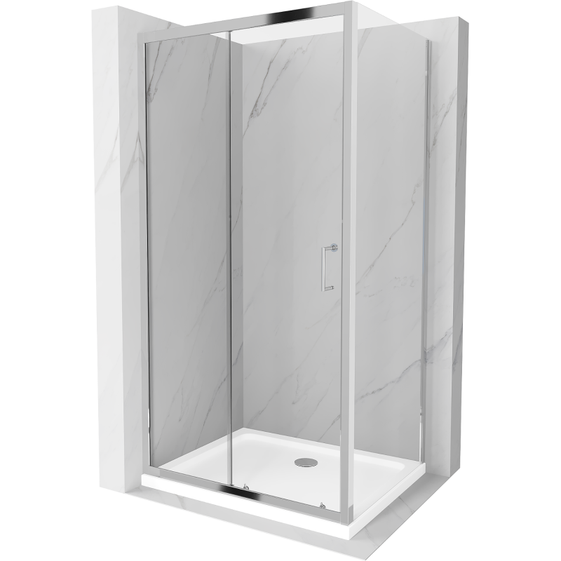 Mexen Apia kabina prysznicowa rozsuwana 100 x 80 cm, transparent, chrom + brodzik Flat - 840-100-080-01-00-4010