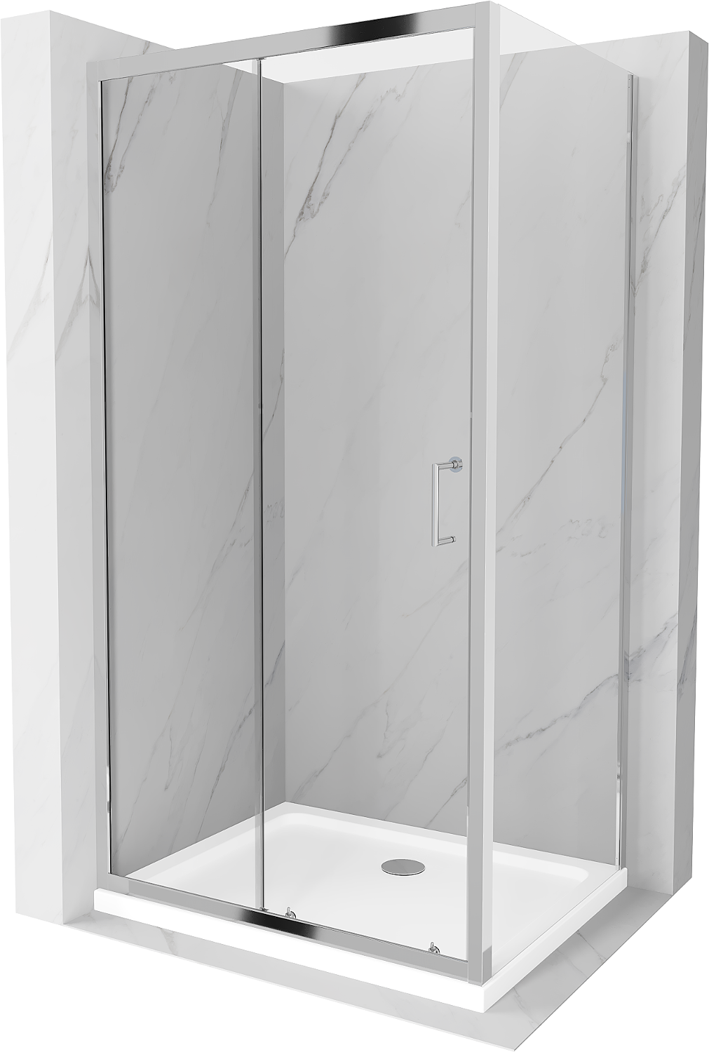Mexen Apia kabina prysznicowa rozsuwana 100 x 80 cm, transparent, chrom + brodzik Flat - 840-100-080-01-00-4010