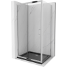 Mexen Apia kabina prysznicowa rozsuwana 130 x 100 cm, transparent, chrom + brodzik Flat, czarny - 840-130-100-01-00-4070