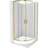 Mexen Rio kabina prysznicowa półokrągła 80 x 80 cm, transparent, złota + brodzik Rio, biały - 863-080-080-50-00-4710