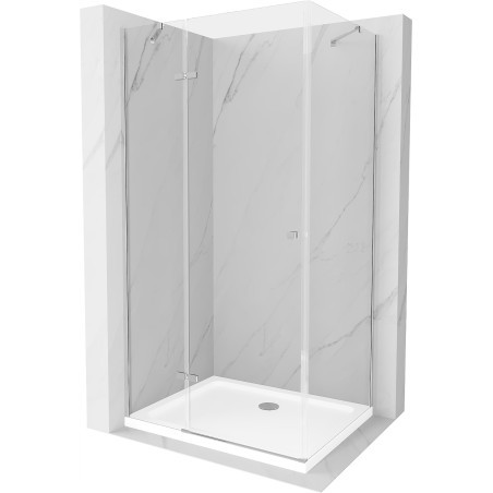 Mexen Roma kabina prysznicowa uchylna 90 x 70 cm, transparent, chrom + brodzik Flat - 854-090-070-01-00-4010