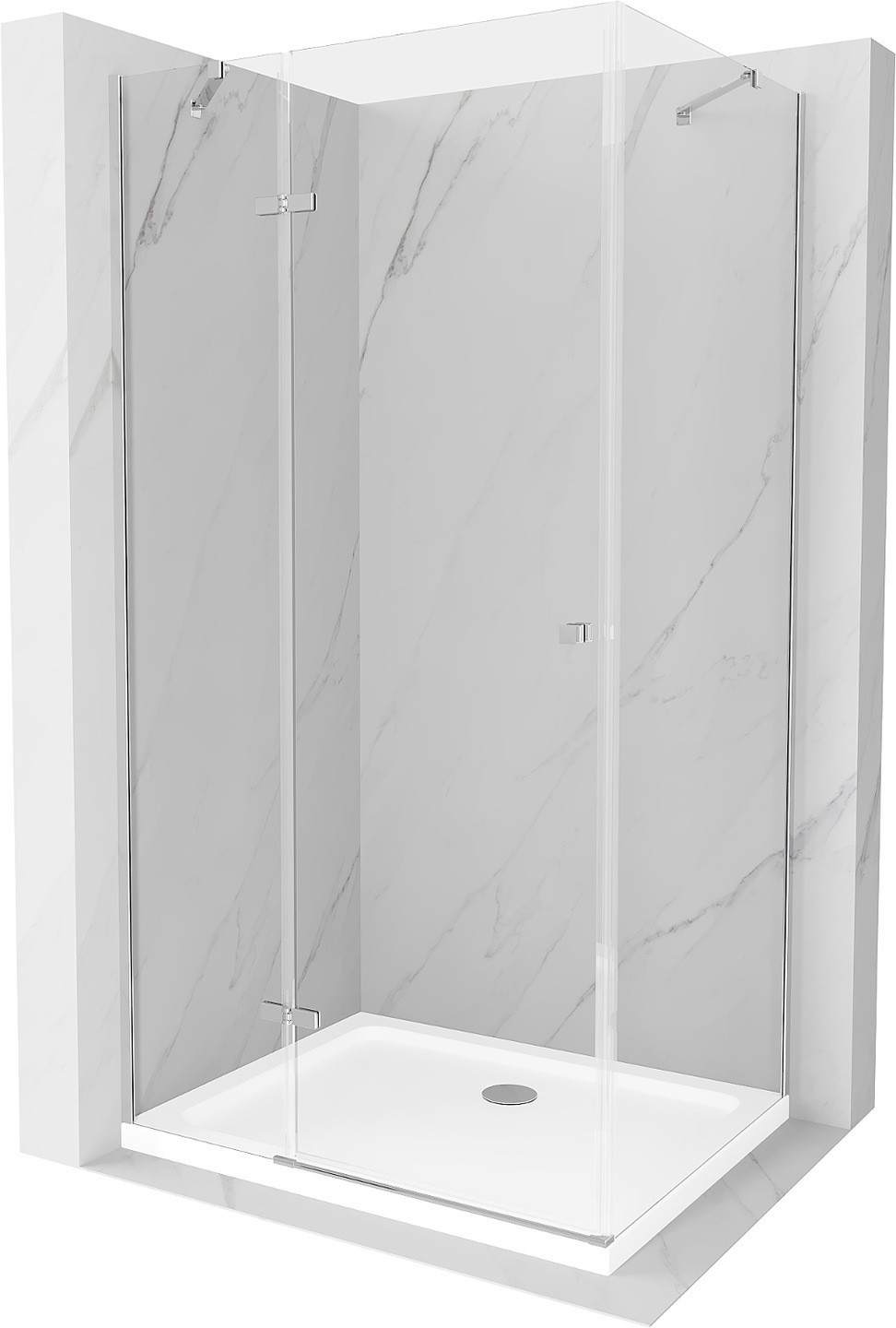 Mexen Roma kabina prysznicowa uchylna 100 x 90 cm, transparent, chrom + brodzik Flat - 854-100-090-01-00-4010