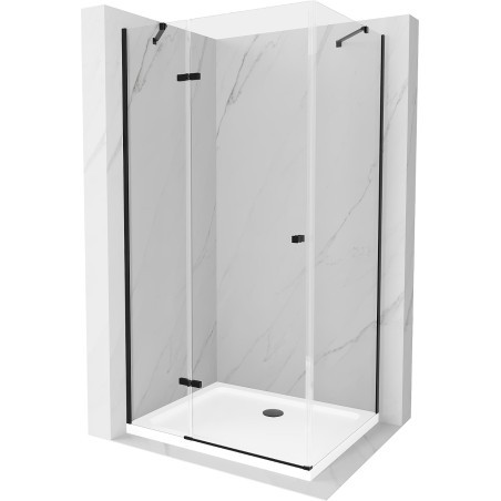 Mexen Roma kabina prysznicowa uchylna 100 x 70 cm, transparent, czarna  + brodzik Flat, biały - 854-100-070-70-00-4010B
