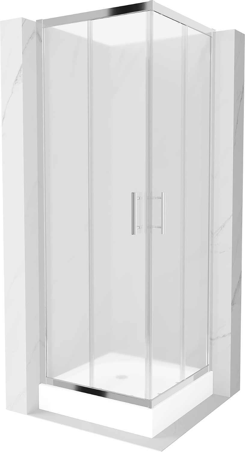 Mexen Rio kabina prysznicowa kwadratowa 70 x 70 cm, szron, chrom + brodzik Rio, biały - 860-070-070-01-30-4510