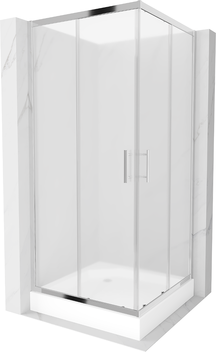 Mexen Rio kabina prysznicowa kwadratowa 90 x 90 cm, szron, chrom + brodzik Rio, biały - 860-090-090-01-30-4510