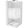 Mexen Rio kabina prysznicowa kwadratowa 80 x 80 cm, pasy, chrom + brodzik Flat, biały - 860-080-080-01-20-4010