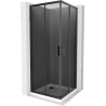 Mexen Rio kabina prysznicowa kwadratowa 70 x 70 cm, grafit, czarna + brodzik Flat, biały - 860-070-070-70-40-4010B