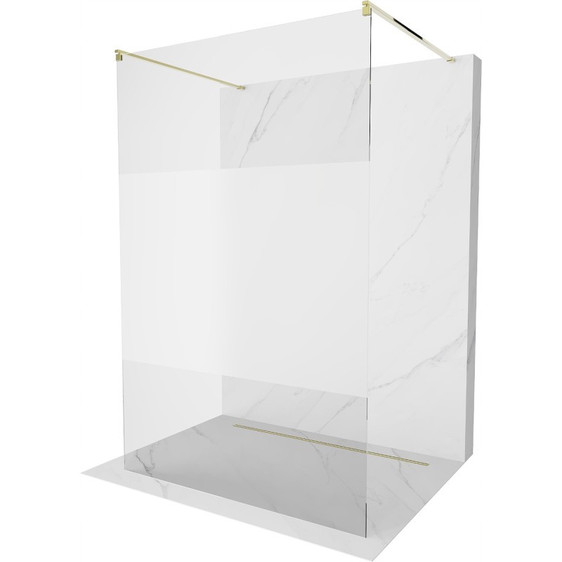 Mexen Kioto ścianka prysznicowa wolnostojąca 140 x 200 cm, transparent/szron 8 mm, złota - 800-140-002-50-35