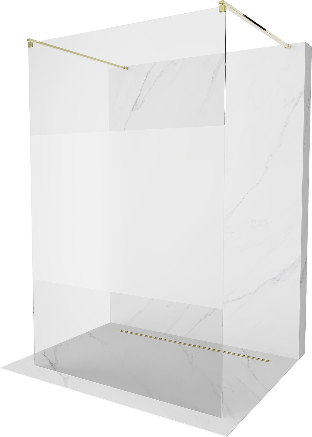 Mexen Kioto ścianka prysznicowa wolnostojąca 140 x 200 cm, transparent/szron 8 mm, złota - 800-140-002-50-35