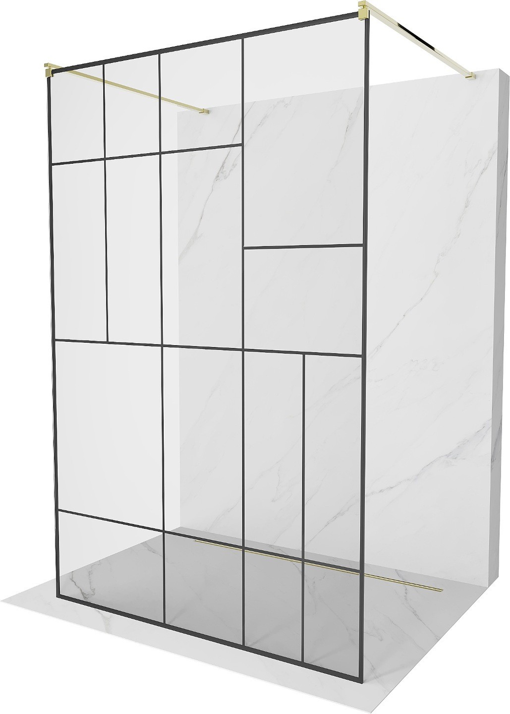 Mexen Kioto ścianka prysznicowa wolnostojąca 120 x 200 cm, transparent/czarny wzór 8 mm, złota - 800-120-002-50-78