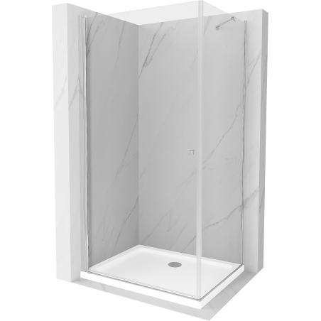 Mexen Pretoria kabina prysznicowa uchylna 80 x 110 cm, transparent, chrom + brodzik Flat - 852-080-110-01-00-4010