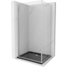 Mexen Pretoria kabina prysznicowa uchylna 80 x 110 cm, transparent, chrom + brodzik Flat, czarny - 852-080-110-01-00-4070