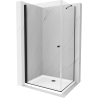 Mexen Pretoria kabina prysznicowa uchylna 70 x 90 cm, transparent, czarna + brodzik Flat - 852-070-090-70-00-4010B