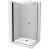 Mexen Pretoria kabina prysznicowa uchylna 80 x 70 cm, transparent, czarna + brodzik Flat - 852-080-070-70-00-4010B