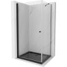 Mexen Pretoria kabina prysznicowa uchylna 80 x 90 cm, transparent, czarna + brodzik Flat, czarny - 852-080-090-70-00-4070B