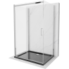 Mexen Omega kabina prysznicowa 3-ścienna, rozsuwana 100 x 80 cm, transparent, chrom + brodzik Flat - 825-100-080-01-00-3s-4070