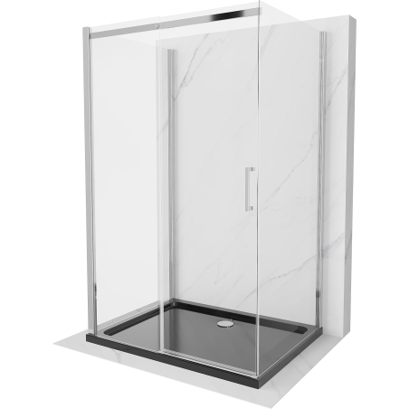 Mexen Omega kabina prysznicowa 3-ścienna, rozsuwana 110 x 100 cm, transparent, chrom + brodzik Flat - 825-110-100-01-00-3s-4070