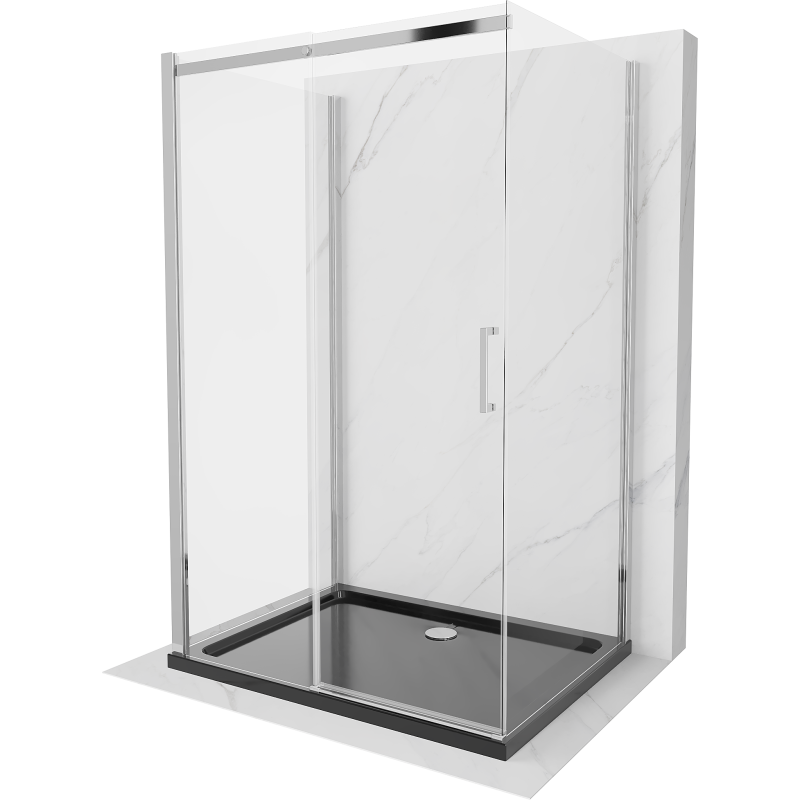 Mexen Omega kabina prysznicowa 3-ścienna, rozsuwana 120 x 100 cm, transparent, chrom + brodzik Flat - 825-120-100-01-00-3s-4070