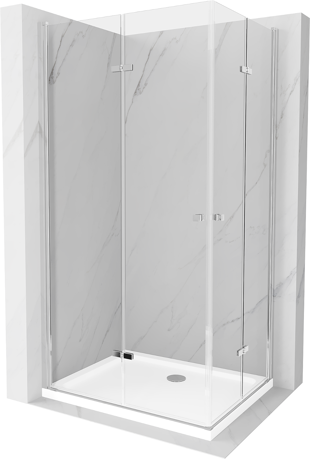 Mexen Lima Duo kabina prysznicowa składana 80 x 70 cm, transparent, chrom + brodzik Flat - 856-080-070-01-02-4010